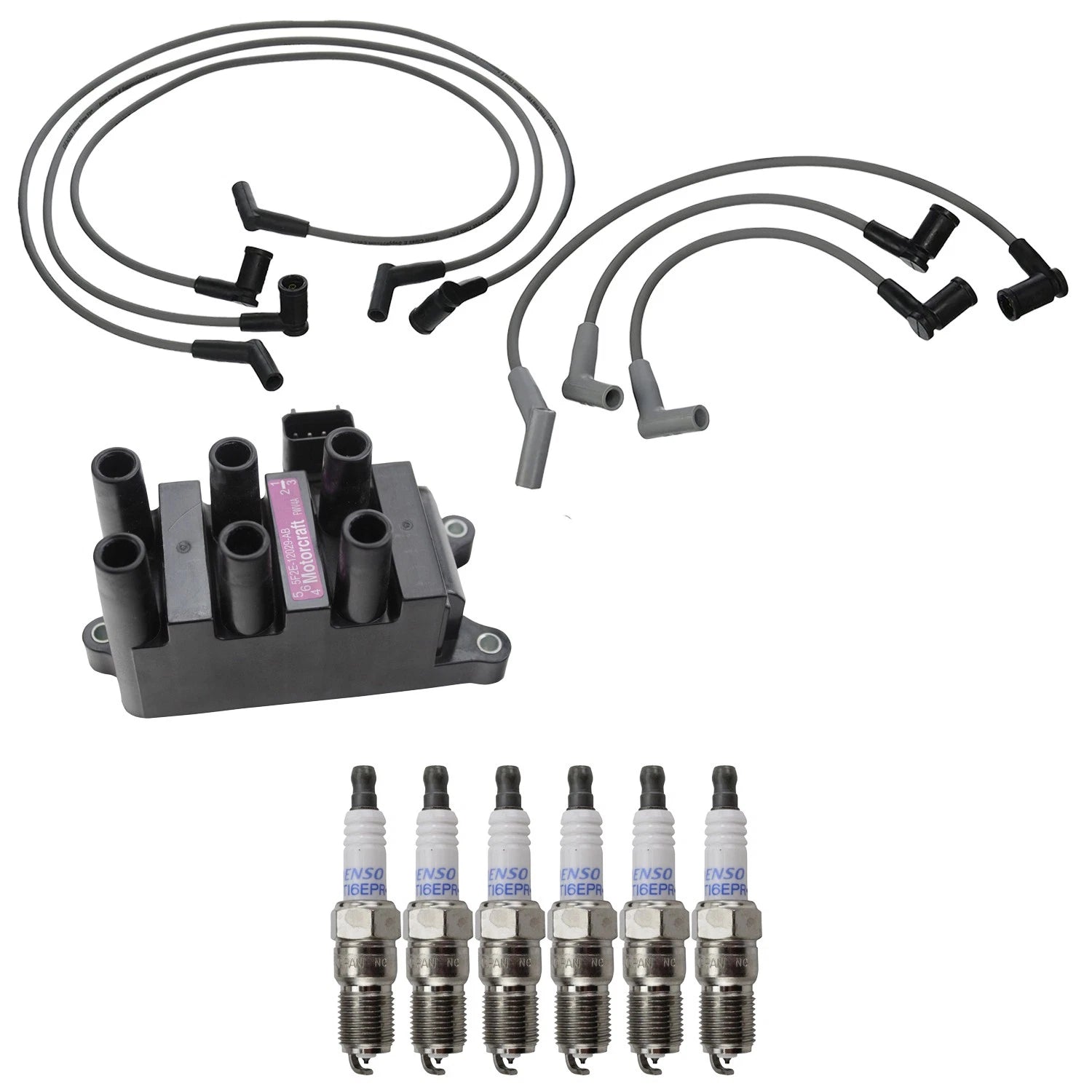 Hitachi Ignition Coils & Denso 6 Iridium Spark Plugs Wire Set for Windstar (1995–2003)