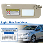 Right Side Sun Visor for Hyundai Accent (2011–2015) No. 85220-1R000 Beige