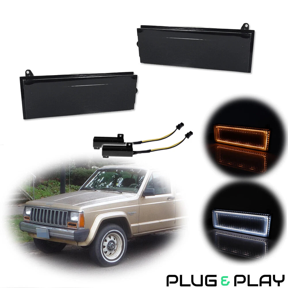 Smoke LED Front Bumper Signal Lights for Jeep Cherokee, Comanche (1984–1996)