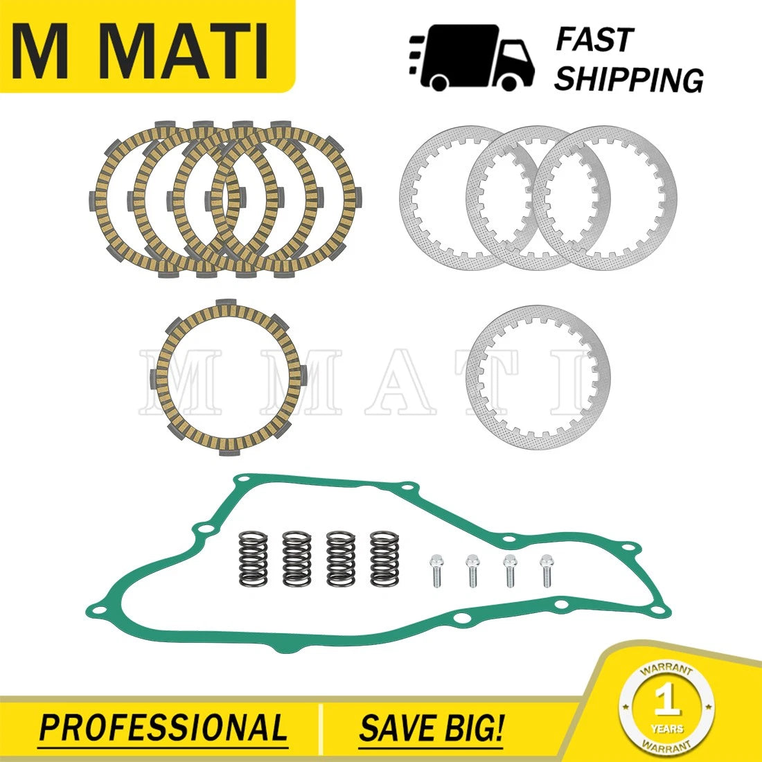 Clutch Plates Kit w/ Springs & Cover Gasket for Honda CR80R CR80RB CR85R CR85RB (1996–2007)