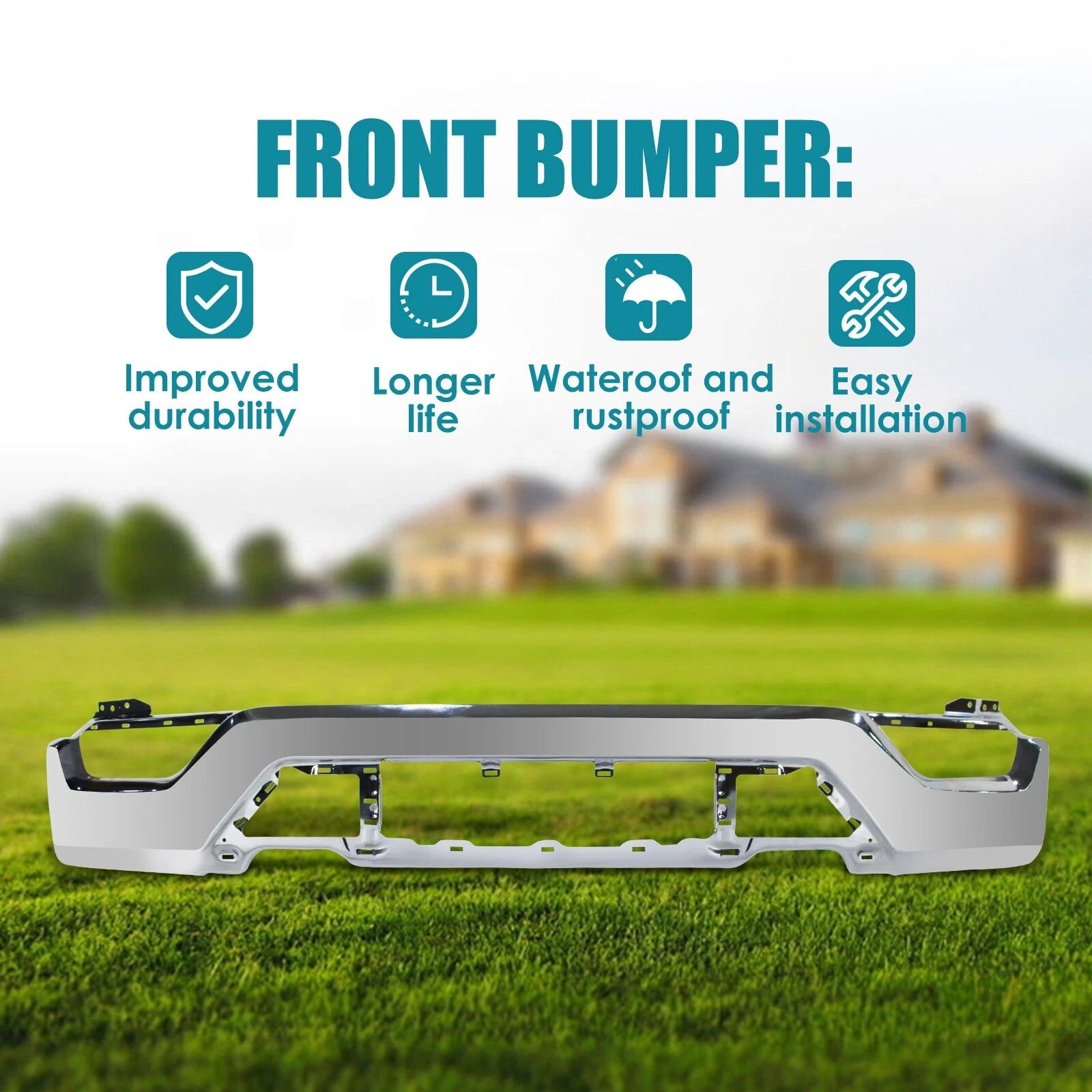 Chrome Steel Front Bumper Face Bar for Ford F-150 (2021–2023)