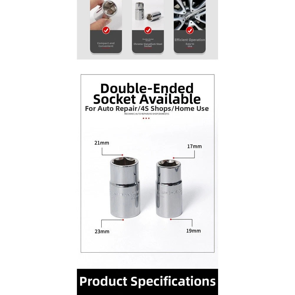 Double Headed Socket Wrench 17 19 21 Chrome Vanadium Steel