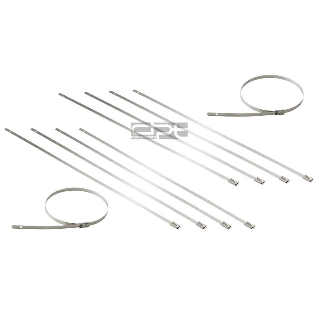 Set of 10 Stainless Steel Self-Locking Zip Ties for Exhaust Wrap