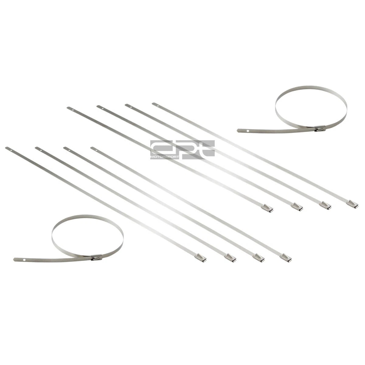 Set of 10 Stainless Steel Self-Locking Zip Ties for Exhaust Wrap