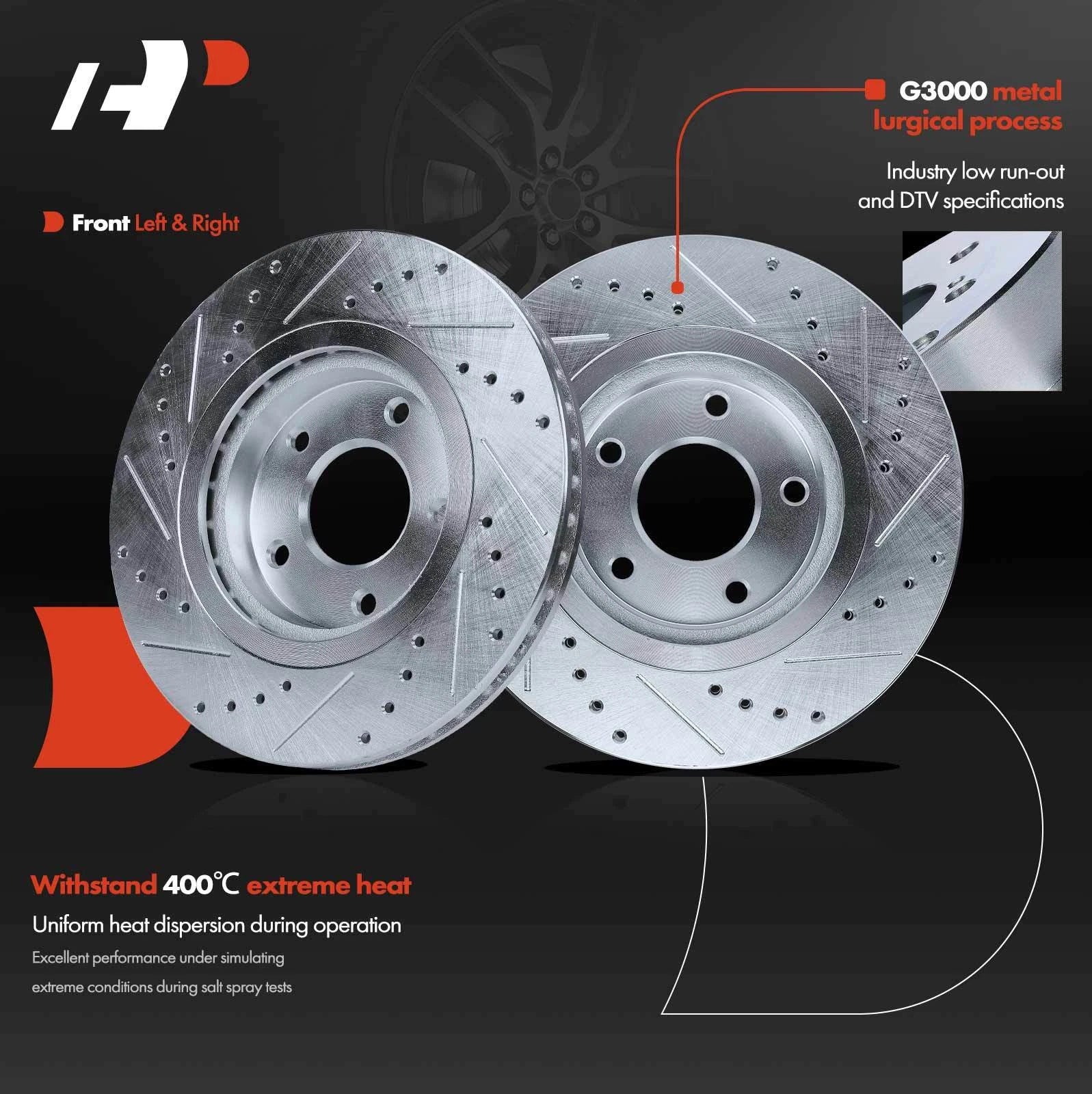 Front Drilled Brake Rotors for Nissan Sentra (2017–2019) Juke (2011–2017)