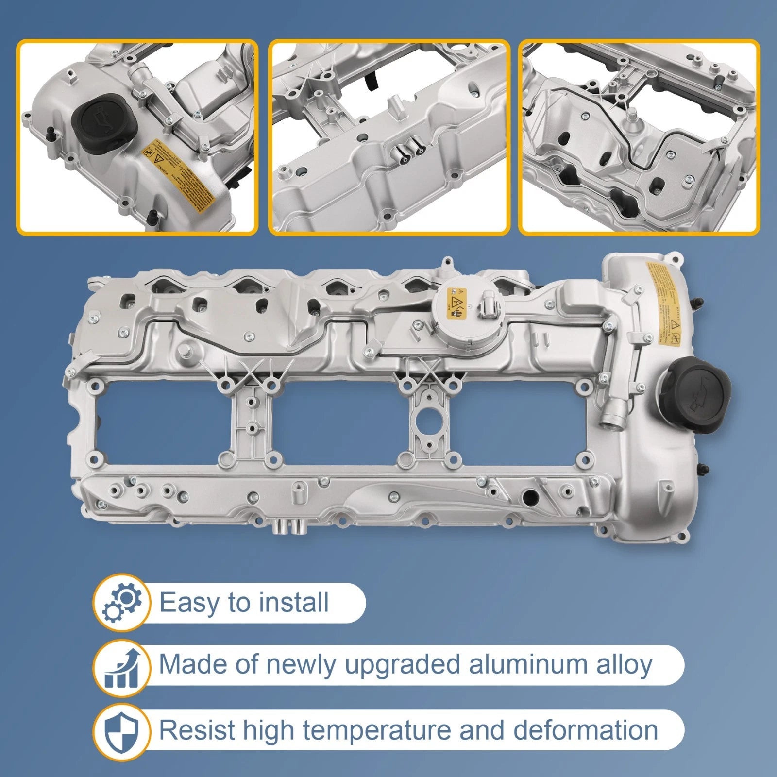 Aluminum Valve Cover with Gasket & Cap for BMW 135i 335i 535i 640i 740i X3 X5 (2007–2019)