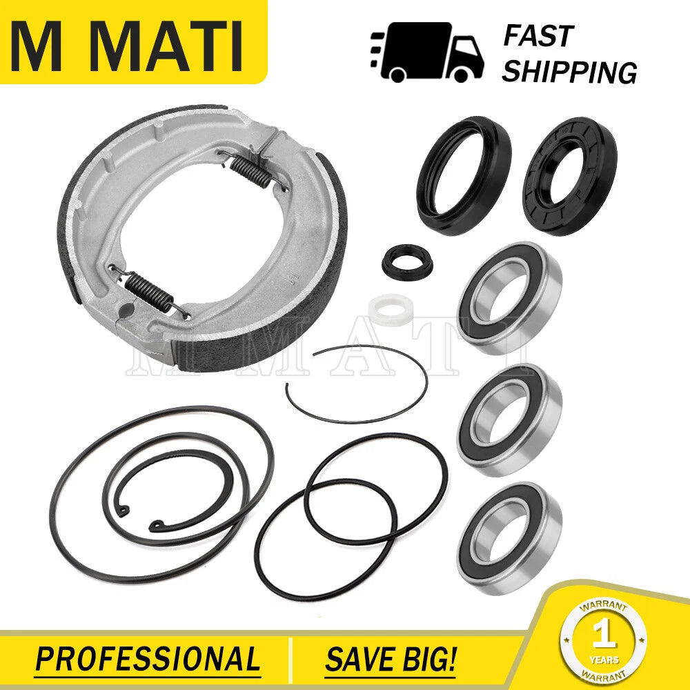 Rear Axle Brake Bearing Seals & Shoes Kit for Honda TRX250 Recon 250 (2002–2023)