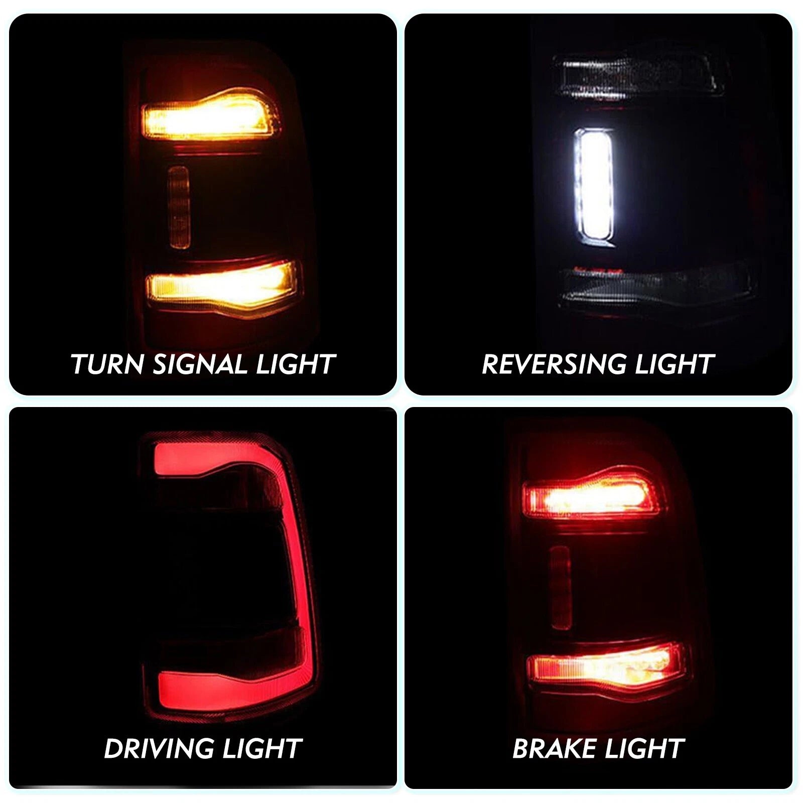 LED Tail Light for Ram 1500 (2019–2024) with Bulb, Chrome Trim, Left Side