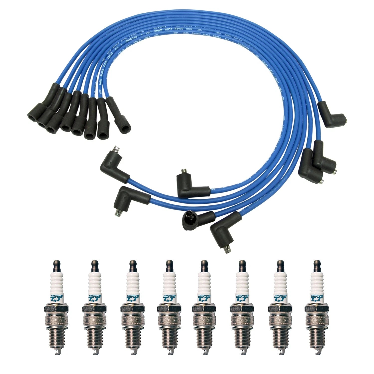 NGK 7mm Wire Set & Denso Iridium Spark Plug Kit for Bel Air C20 Impala P30 (1958–1985)