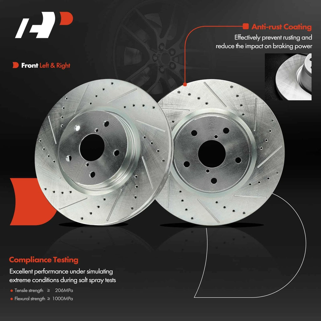 Front Side Drilled Brake Rotor & Ceramic Pad for Subaru Legacy Outback (2010-2019)