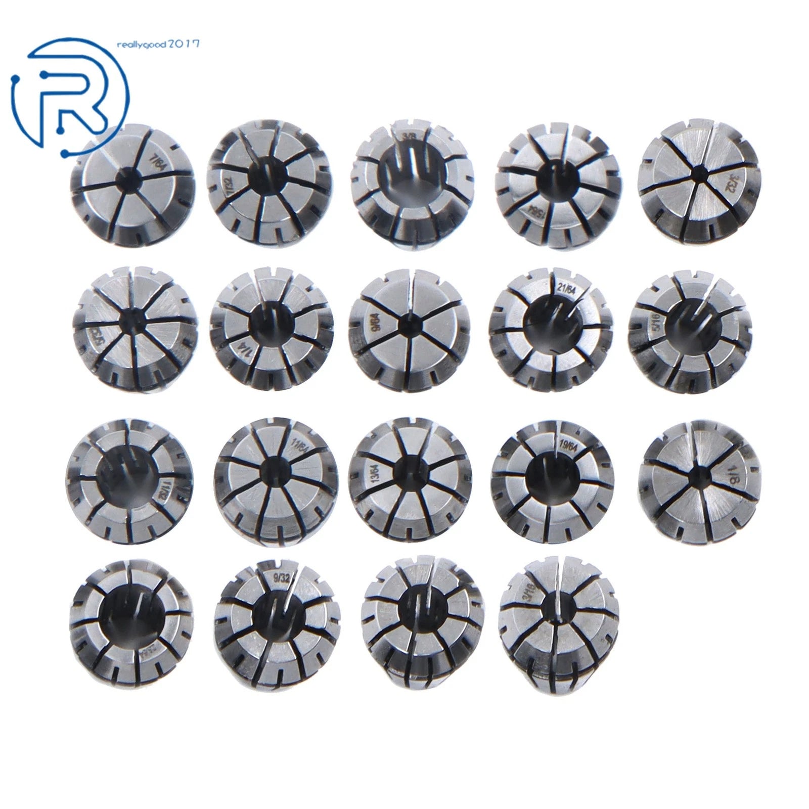 19-Pack ER16 Collet Set for (Includes 16th, 32nd, 64th Sizes)