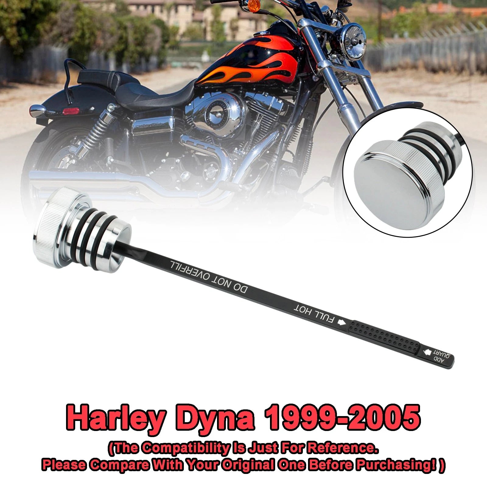 Oil Dipstick Tank Cap Plug for Harley Davidson Dyna FXD FXDX FXDL (1999–2005)