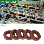 Set of 5 Oil Seal Rotary Shaft Seal FKM Rubber 15x26x7mm