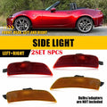 8X Front+Rear Bumper Side Marker Lights Amber Red for Mazda Miata MX-5 (2016–2023)