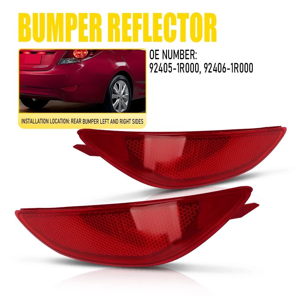 2X Rear Bumper Reflector Set for Hyundai Accent Sedan (2012–2017)