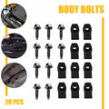 Set of 20 Black Body Bolts & U-nut Clips for Ford Truck (5/16-18 x 1-3/16")