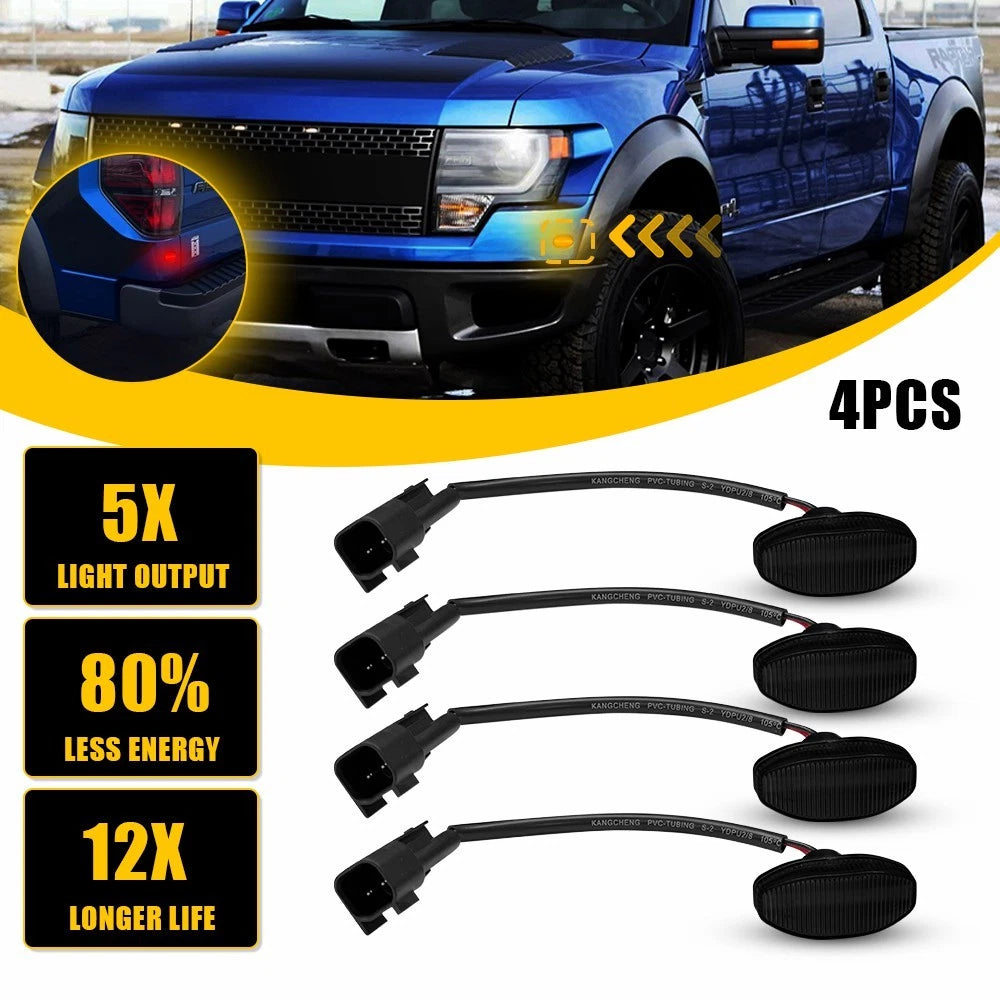Set of 2 Smoke LED Side Marker Lights for Ford F150 Raptor (2010–2014)
