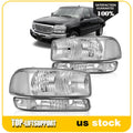 Chrome Headlight Assembly and Bumper Lamps for GMC Sierra 1500 2500 3500 (1999–2007)