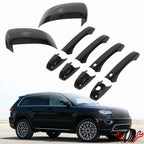 2 Black Mirror Covers + 4 Door Handle Covers for Jeep Grand Cherokee (2011–2021)