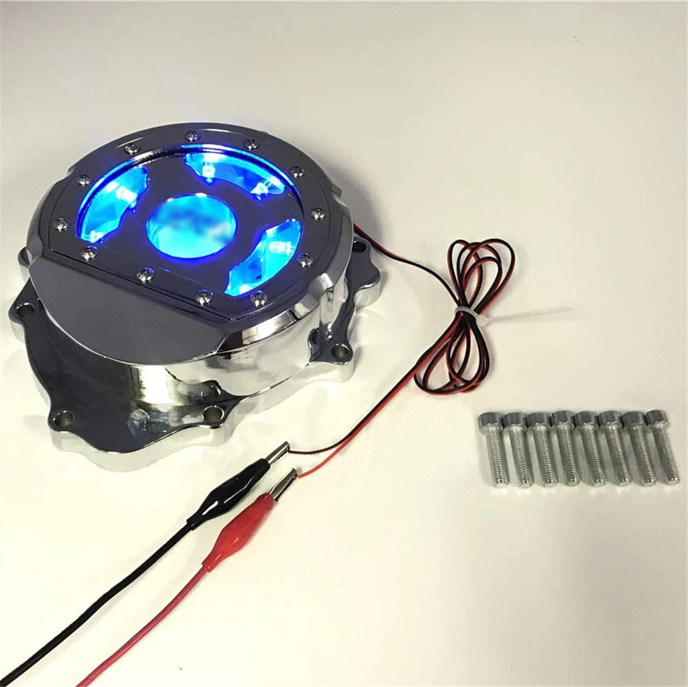 Chrome Left Engine Stator Cover with Blue LED for Honda CBR600RR (2003–2019)