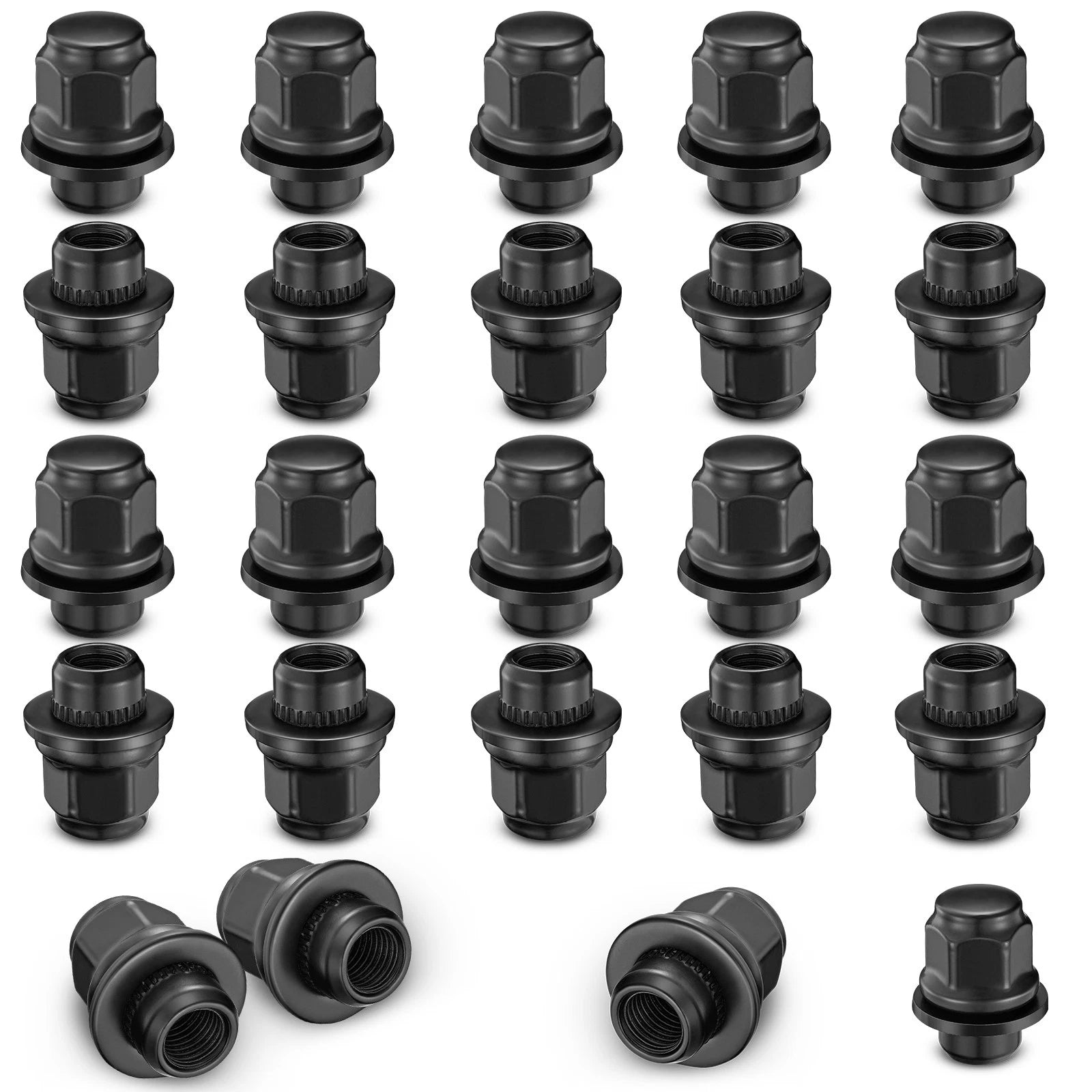 24Pcs M12x1.5 Black Lug Nuts 21mm Hex for Lexus GS300 GS350 (1998–2019)