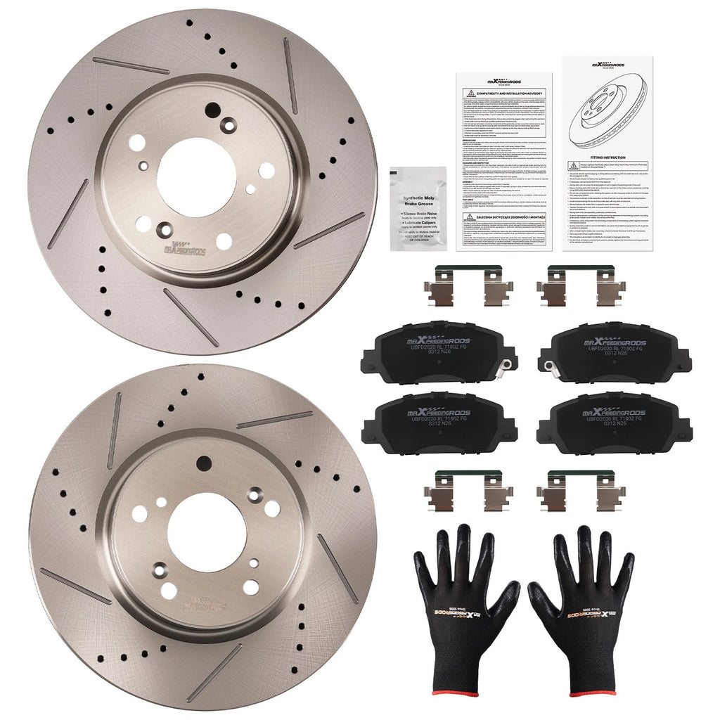 Set of 2 Front Brake Rotors & Ceramic Pads for Honda Accord (2013–2022) S800011 P1654