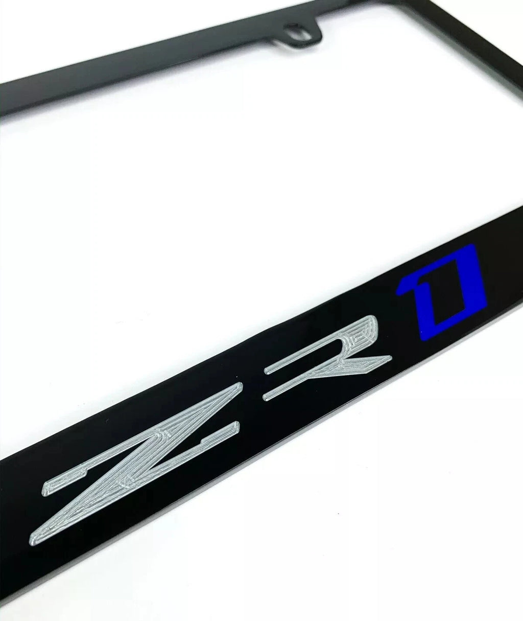Engraved Black Metal License Plate Frame for Chevy C7 Corvette ZR1 (2015–2019)