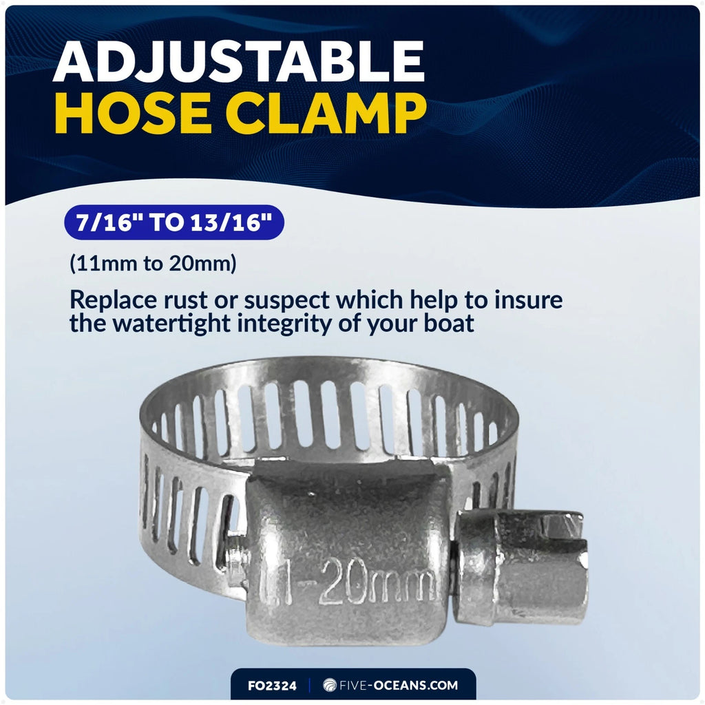 50-Pack Adjustable Hose Clamp for (11-20mm) Stainless Steel FO2324-M50