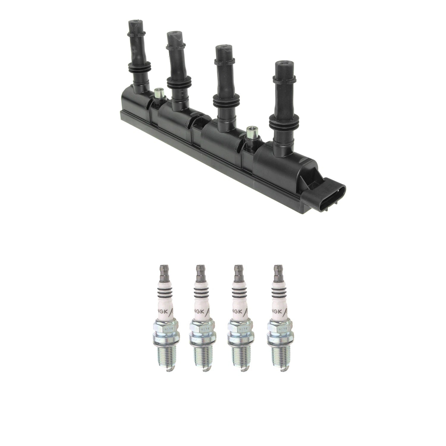 NGK Ignition Coil & 4 Iridium Spark Plugs Kit for Cadillac Volt ELR (2011–2019)