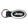 Black Oval Leather Keychain KC3210.JEE - Officially Licensed for Jeep