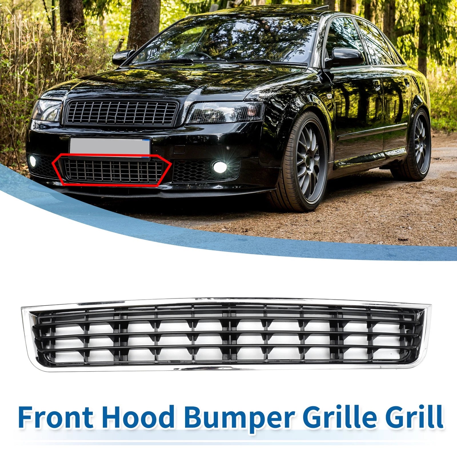 Front Lower Bumper Grille for Audi A4 B6 (2003–2005) No.8E080764701C Black