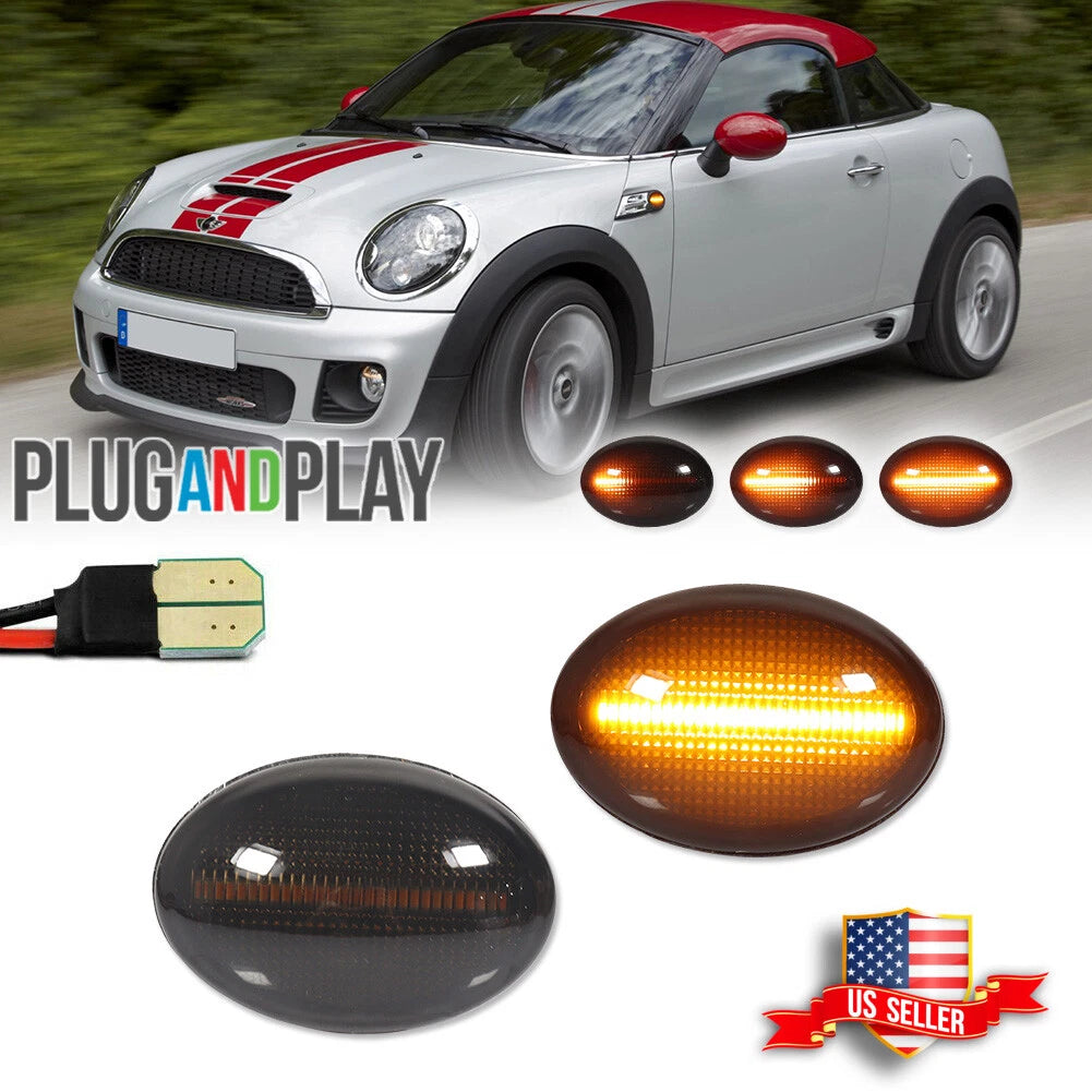 Smoked Dynamic Amber LED Side Marker Lights for MINI Cooper (2007–2016)