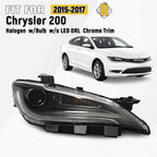 Halogen Headlight for Chrysler 200 (2015–2017) w/o DRL, Chrome Trim, Right