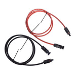 Set of 2 Black Red 12 AWG Solar Panel Extension Cables 5ft for Solar Systems