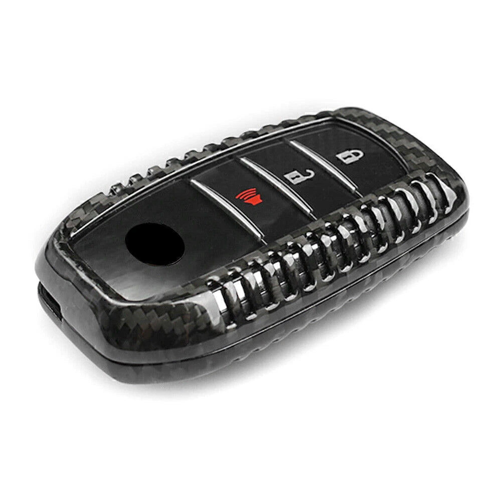 Carbon Fiber Key Fob Case Cover for Toyota Alphard RAV4 Hilux (2016–2023)