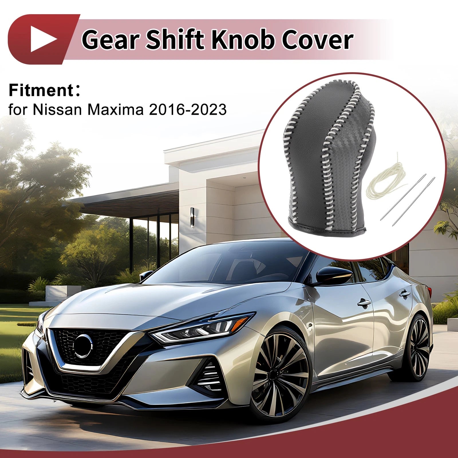 1Pc Gear Shift Knob Cover for Nissan Maxima (2016–2023) Beige Faux Leather
