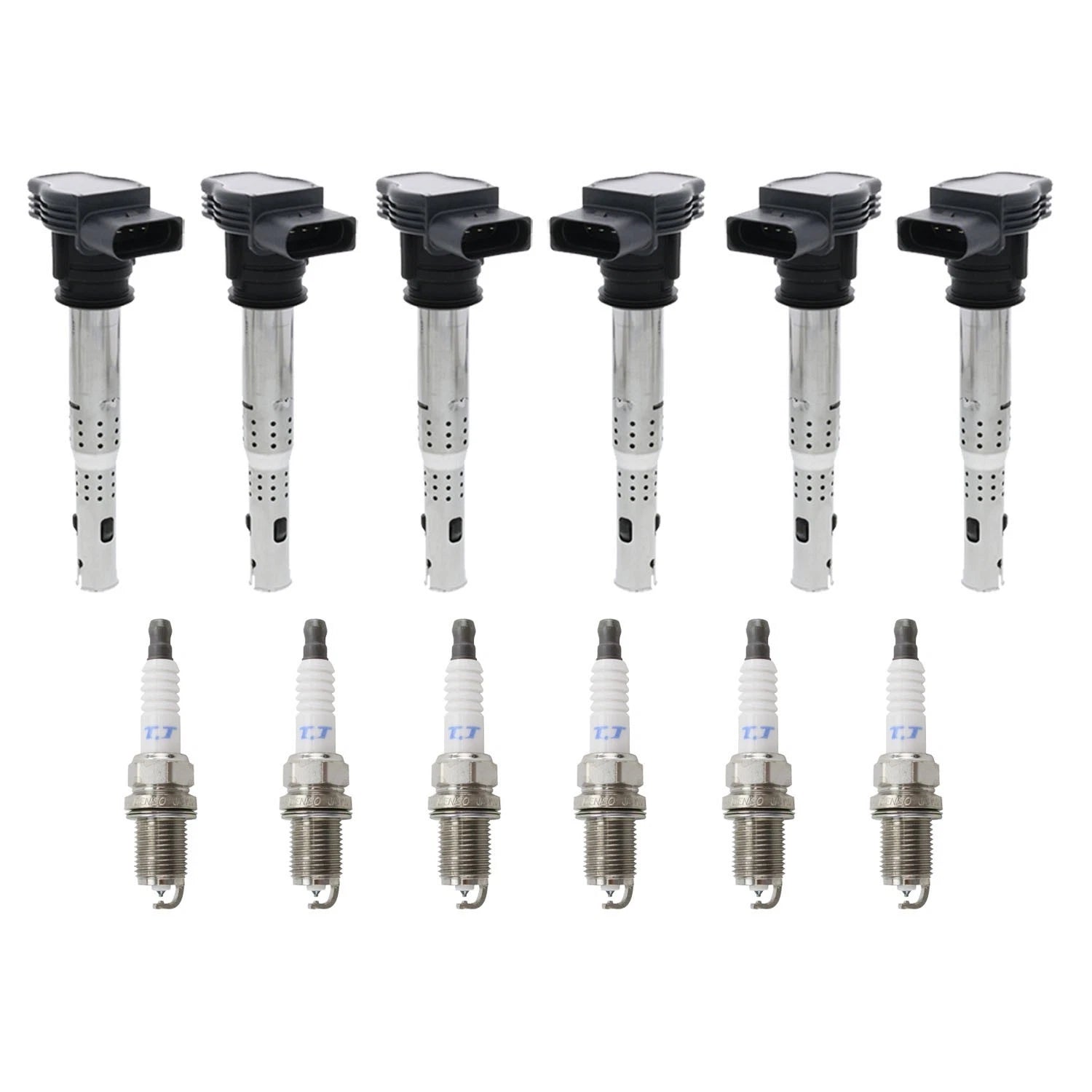 Set of 6 Ignition Coils & Denso Platinum TT Spark Plugs for Audi Q5 (2009)