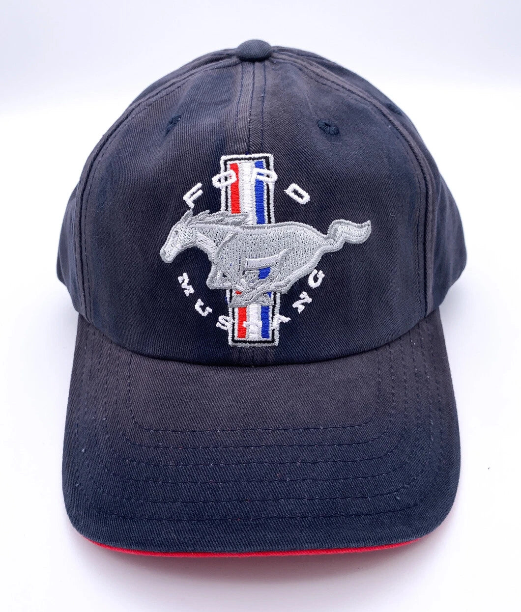 Ford Mustang Hat Cap Navy Chemical Washed Tri Bar Logo for Ford Mustang (2005–2018)