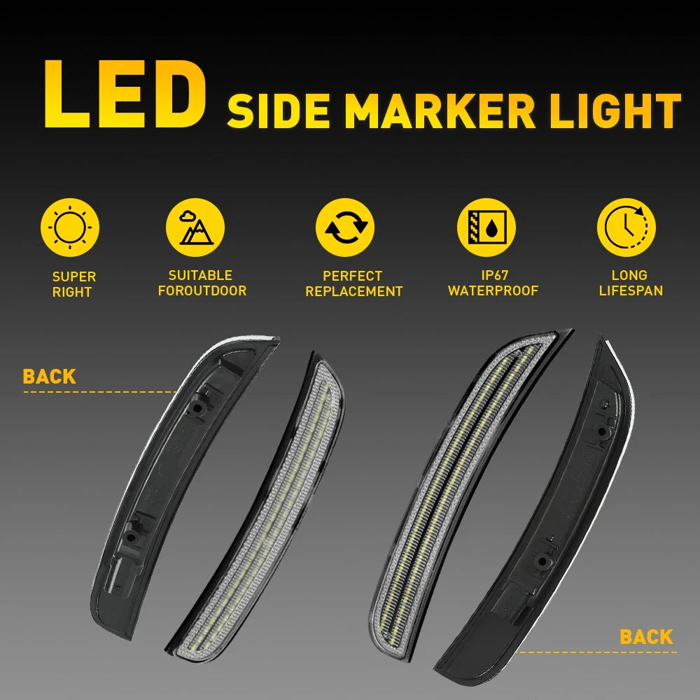 Set of 4 Clear White LED Side Marker Lights for Dodge Charger (2015–2022)