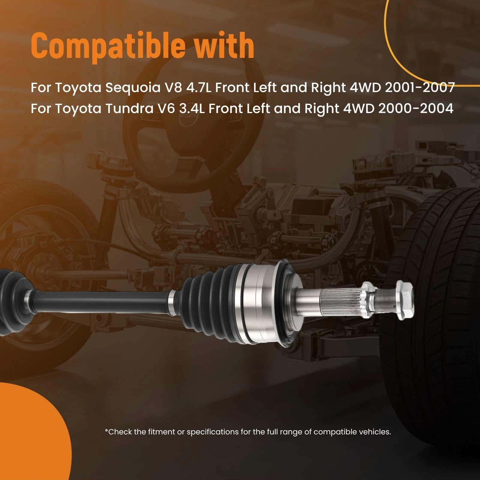 Front CV Axles Shafts Pair for Toyota Tundra Sequoia (2000–2007) 4WD