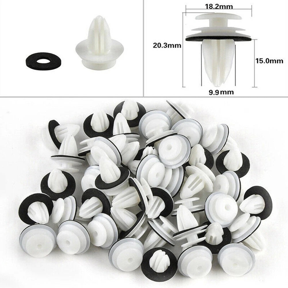 50pcs White Plastic Pillar Trim Clips for Toyota (90467-10161, 94858299)