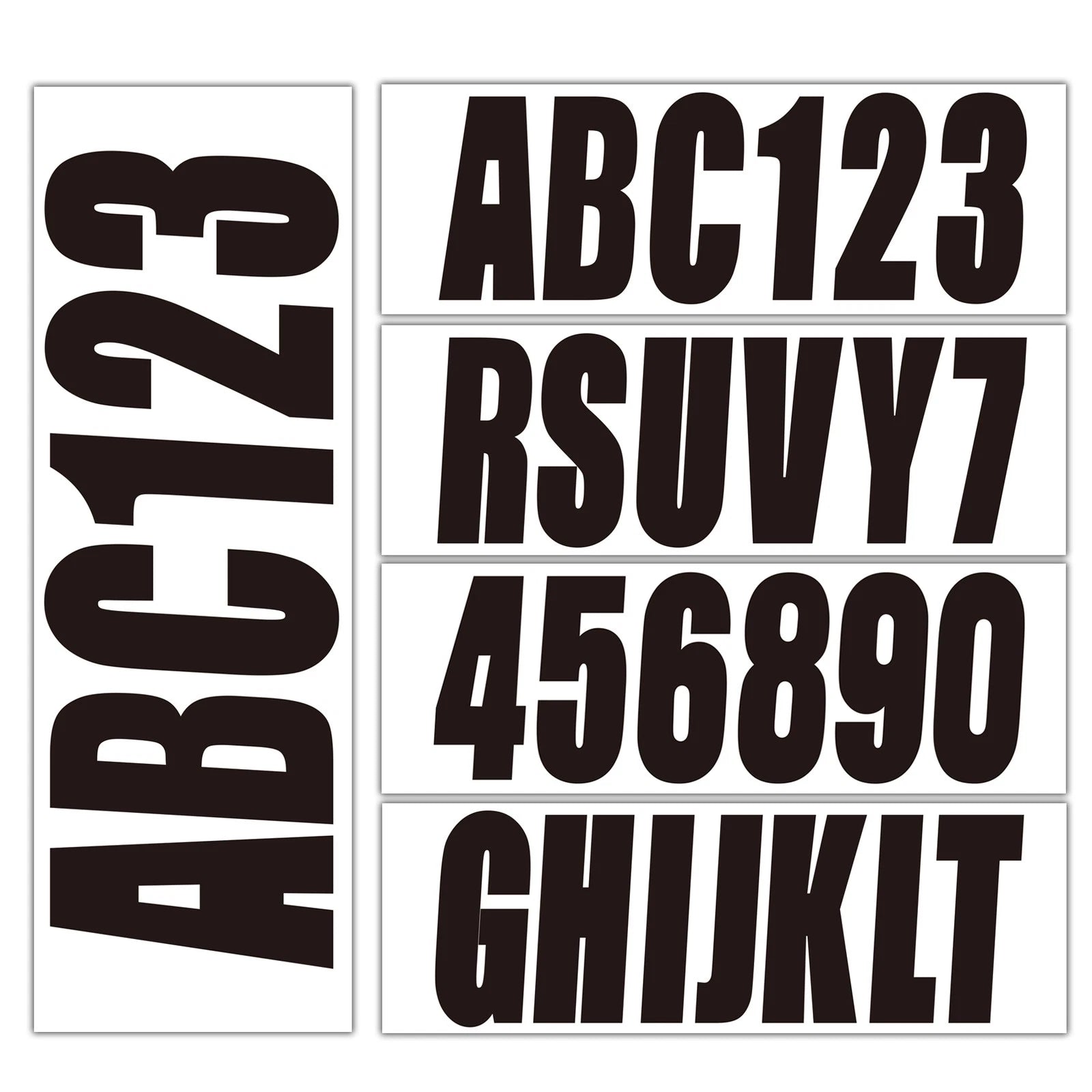 Set of 4 Black Decal Stickers for Custom Boat Registration A-Z 0-9