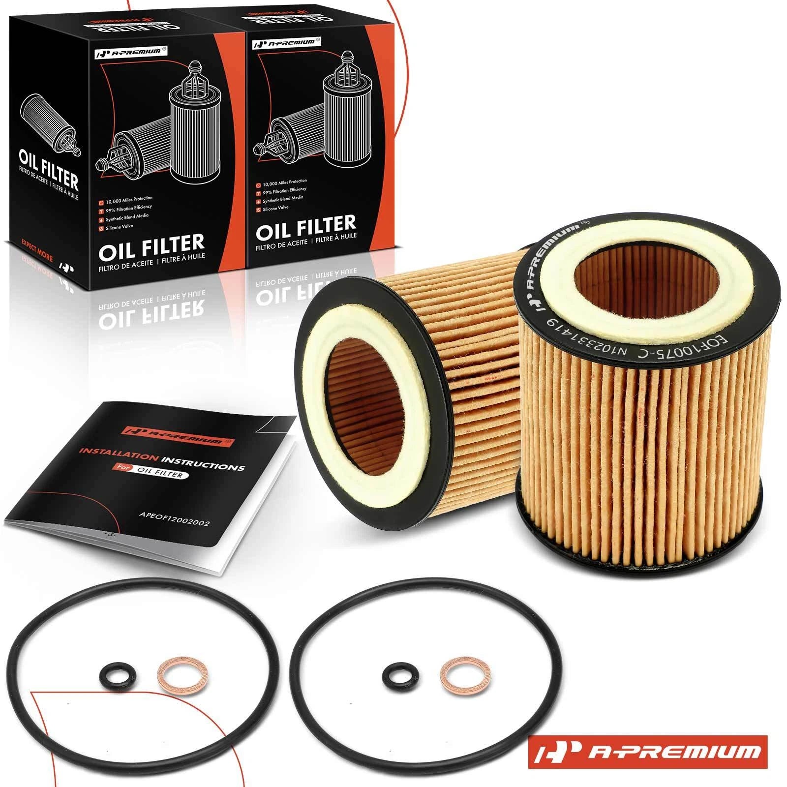 2X Engine Oil Filter for BMW 320i 323i M3 (2006–2018)