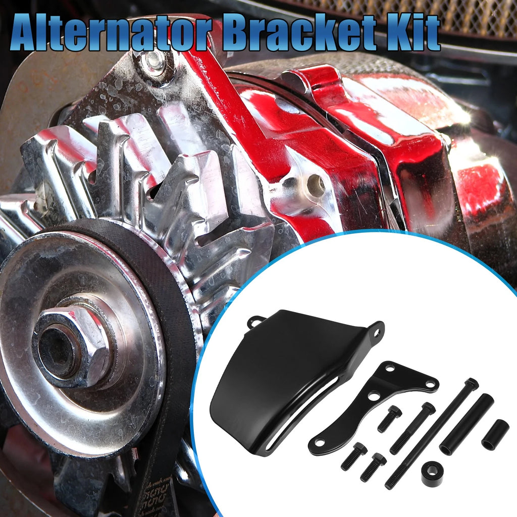 Polished Long Water Pump Alternator Bracket Kit for Chevy SBC 305 350 (1969–1995)