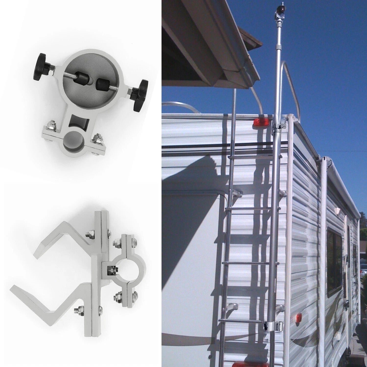 Ladder Flag and Wind Sock Pole Mount for RV Ladder (1")