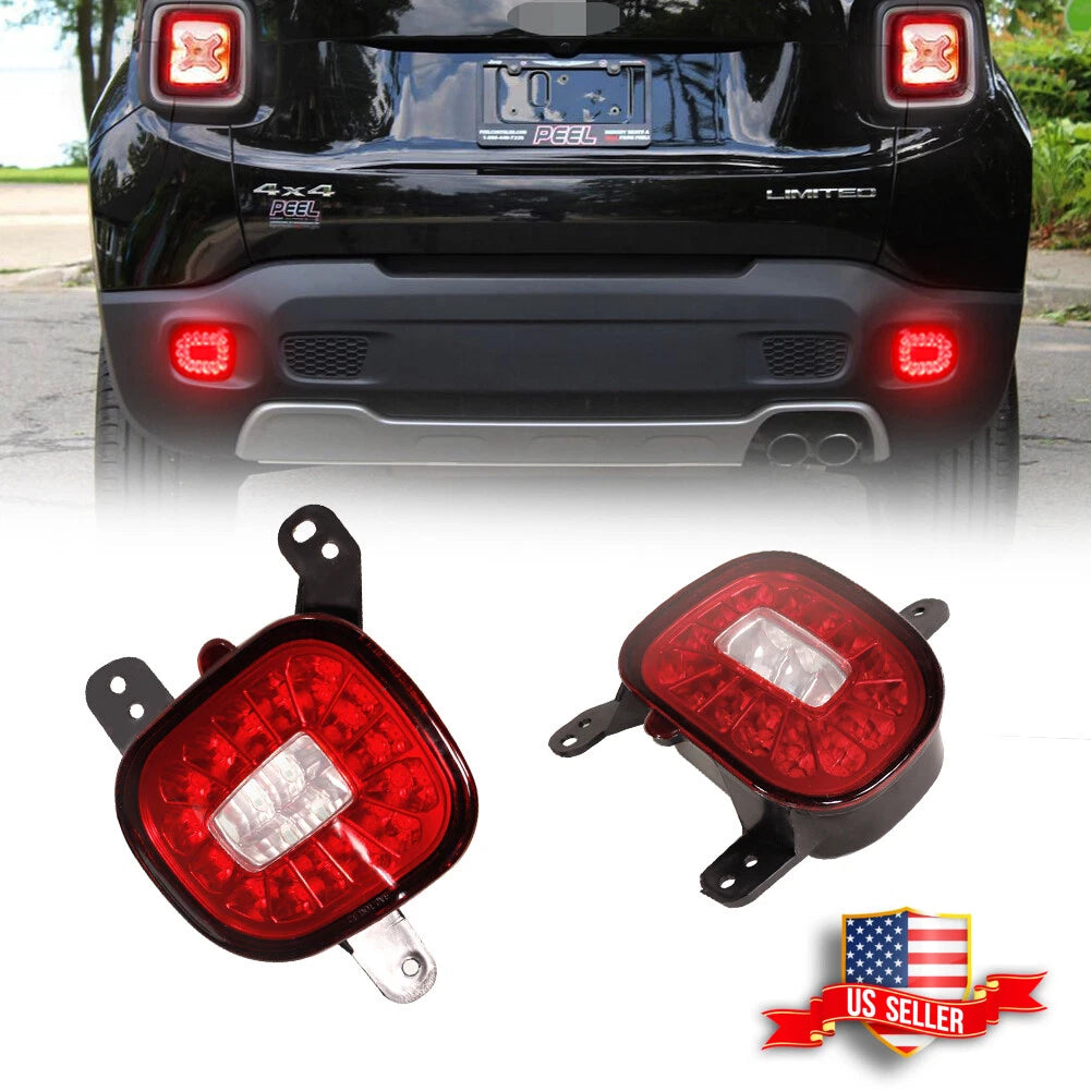 3D LED Rear Bumper Reflectors for Jeep Renegade (2015–2022)