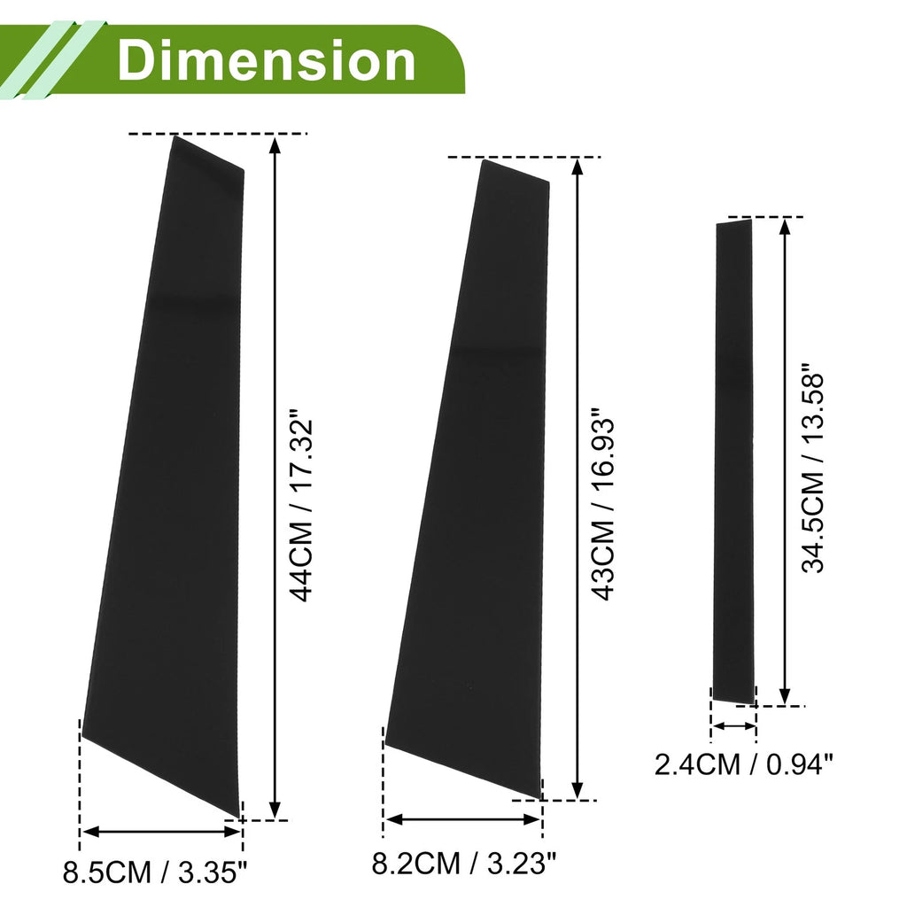 Set of 6 Door Pillar Window Trim for BMW 5-Series (2011–2017) Black