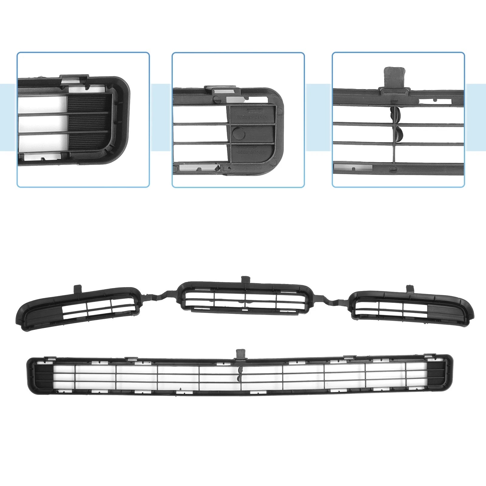 2X Front Lower Hood Bumper Grille for Toyota RAV4 (2006–2008) Black