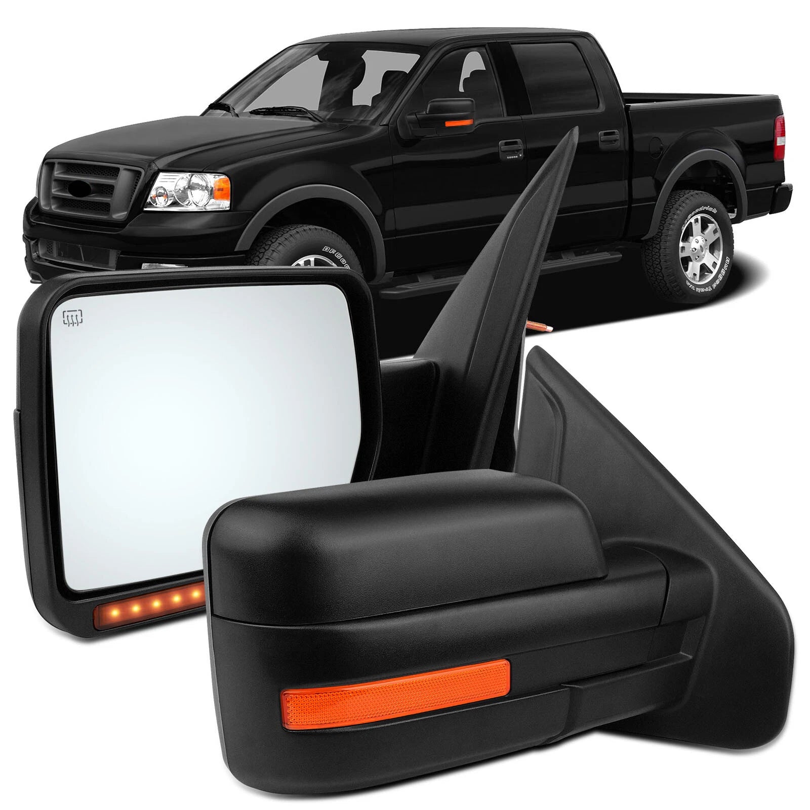 Power Heated Turn Signal Puddle Light Tow Mirrors for Ford F150 (2007–2014)