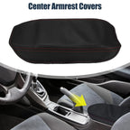 Armrest Protector Cover for Honda (Black Microfiber Leather, Red Stitches)
